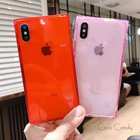 🆕iPhone 6s Plus Pink Transparent Square Silicone Case - Picture 1 of 5